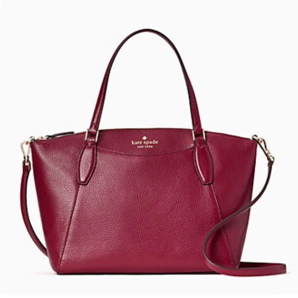 Kate Spade New York Monica pebbled leather Deep Red Satchel Bag - Picture 1 of 14